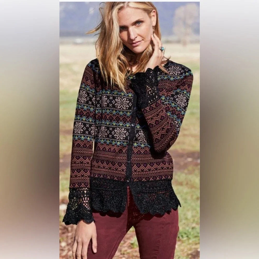 Peruvian Connection Multicolor Patterned Cardigan - Picture 3 of 15